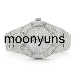 Piquet Audemar Full Iced Out Moissanite Diamond Watch 스테인레스 스틸 힙합 자동 이동 시계 남자 고품질