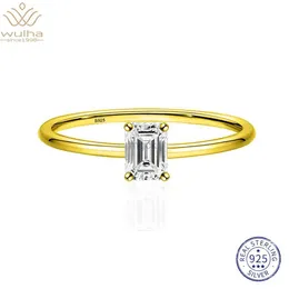 خواتم الزفاف Wuiha Real 925 Sterling Silver Emerald Cut 4*6mm Gra Moissanite Diamond Seniversary Rings for Women Gift Fine Jewelry 240419