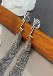 Kadın Kolye Küpe Tasarımcısı Jewerry Lüks Lady Long Macrame Saplama Küpe Altın Kaplama Gümüş Saplama Mektup Y düğün Partisi Hediye4532166