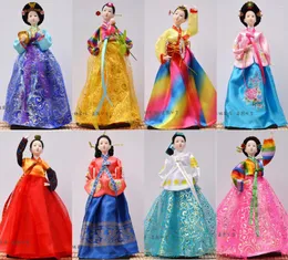 Dekoracyjne figurki koreańskie jedwabiste ludowe rzemiosło lalki 40 cm Hanbok Girl Handmade Home El Decoration Prezent