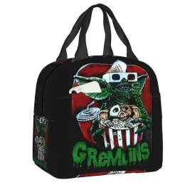 Taschen Gremlins Isolierte Lunchtaschen für die Arbeitsschule Gizmo 80er Film Mogwai Horror Retro Resuable Cooler Thermal Lunchbox Frauen Kinder Kinder