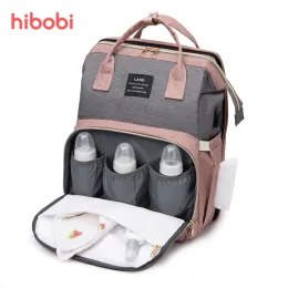 Bolsas Hibobi dobrar mamãe bolsa portátil berço dobrável largecapacity backpack mochila feminina feminina mamãe mamãe saco