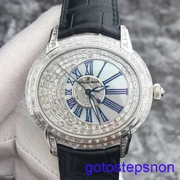Funktionelle AP-Armaturen Watch Millennium Series Herren Uhr 18k Platinmaterial mit T-Square Diamant Heck automatischer mechanischer Uhr für Männer