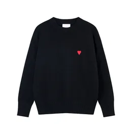 Y2k kvinnors besättning hals tröja solid färg amis mäns pullover lyx varumärke kärlek broderi lös mångsidig stickad tröja vår och höst modeströja topp