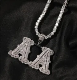 새로운 디자인 남성 여성 커스텀 이름 Ice Out Bling CZ Letter Necklace Jewelry 3mm 24 인치 로프 체인 1068967