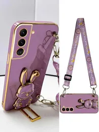 Cell Phone Cases Suitable for Samsung Galaxy S 21 22 23 Cross System Rope Watch Case S21 S23 S20 Fe S22 Plus Ultra S21fe Stand Silicone Cover Note 20 10 J240418