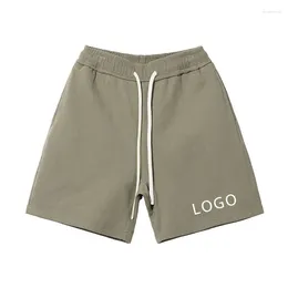 Men's Shorts Custom LOGO 380G Double Strands Cotton Terry Woven Inner Loose Casual Pants