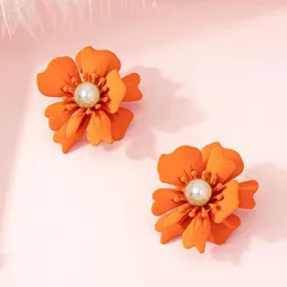 Stud Earrings Multi Color Painting Flower For Women Minimalist Holiday Party Gift Fashion Jewelry Ear Accessories E341