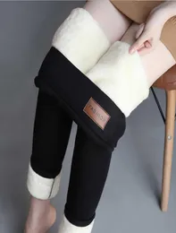 Kvinnor Vinter varma leggings Superthick High Stretch Lamb Cashmere Legins High midja Skinny byxor plus Velvet Thicken Pants1634237