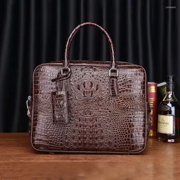 BROCTHUCES REAL COWHIDE LEATHER CROCODILE Mönster Högkvalitativ herrportfölj Business Handbag Bag Fashion