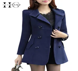 HEE Grand Women Spring Trench 2018 Plus Size M3XL 여성 재킷 Ladies Pea Coat 슬림 더블 가슴 혼합 코트 WWN7178759301