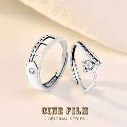 Anéis anéis de casamento 925 Sterling Silver Frietapes Lovers Casal Rings Vintage Film Tape Wedding Promise Wedding Ring For Mull Men noivado J