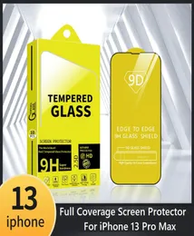 9D Hartowane szkło dla iPhone'a 13 12 11 Pro XS Max Screen Protector 8 7 6s Plus pełny pokrycie Czarna krawędź z 10 w 1 pakiet detaliczny 5360114