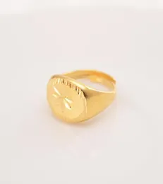 Ethiopia Dubai 18 K Ring solid Fine Gold Filled Arab adjusable Rings Resizable Plane Figure Women039s Adolescent Jewelry Hallow9961026