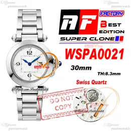 Pasha WSPA0021 Swiss Quartz Womens Watch AF 30mm White Textured Dial rostfritt stålarmband Lady Ladies Watches Super Edition Reloj de Mujer Puretime Ptcar