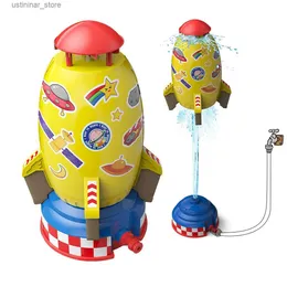 Piasek woda zabawa kosmiczna rakieta prysznic z tryskacz dzieci obracanie latającego rakiety dzieci na zewnątrz woda gra zabawka na wodę paleniska