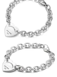 18K Gold Bated Jóias de Prata Mulheres Bracelet Heart for Women Chain Link Link Jóia de luxo Filha mãe Mã