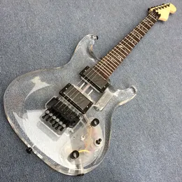 Akrilik elektro gitar, aydınlatma efektleri, gül ağacı klavye, siyah donanım, ücretsiz gönderim