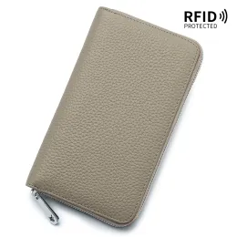 Brieftaschen Neue echte Leder Frauen Brieftaschen vielseitiger Passhalter Cover -Halter für Scheckbücher Männer Bankbook Kreditkarten Brieftasche RFID RFID