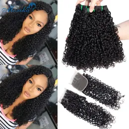 LX Brand Moxika Fumi Hair Weave Pixie Curls Bundles With Closure Double Weft Remy Indian Pissy Curls Human Hair Bundles With Closu9403109