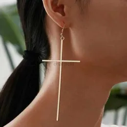 Other Ethnic Big Cross Long Earrings for Women Gold Color Drop Earrings Jewelry Dropshipping bijoux ethnique femmes 240419