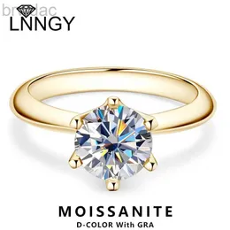 Pierścień Solitaire Lnngy 8mm 2ct moissanite Pierścień z certyfikatem 925 Srebrny Półprzewodnik dla kobiet Dziewczyny Bringling Wedding Pase Prezent D240419