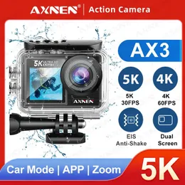 AXNEN AX3 5K Action Camera 4K 60FPS EIS Antishake Dual Screen 170D 5X Zoom 30M Waterproof Video Recording WiFi Sport 240407