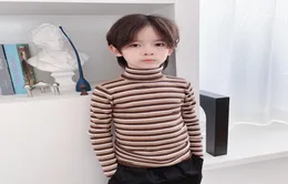 Winter Kids girls boys turtleneck Sweater Baby Boys Cotton Striped Knitted Sweaters children pullover Warm Bottomed Clothes two co2563878