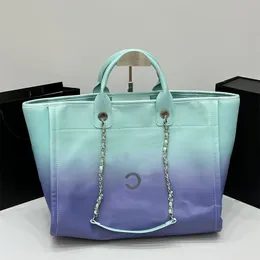 Designer bolsa feminina bolsa de couro gradiente de lona saco de compras de praia de grande capacidade Viagem Backpack de ombro de lazer