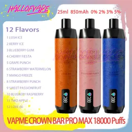 BAR ORIGINALE Crown Crown Pro Max 18000 Puff E Sigarette 25 ml 0% 2% 3% 5% Livello 850MAh Beesty 12 sapori a vapo usa e getta