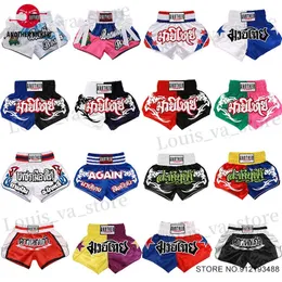 شورتات الرجال Muay Thai Shorts Womens Childrens Training Boxing Shorts 2024 New Satin Fabric Fabric Arts Atting Taekwondo Cage Fighting Equipment T240419