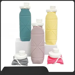 Copo de água dobrável de silicone criativo com palha, presente de garrafa de água esportiva ao ar livre, portátil, ciclismo, viagens, copo telescópico, ecologicamente correto