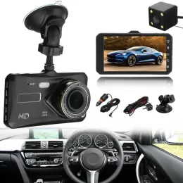 DVRS 2CH CAR DVR DVR Рекордер Dashcam 4 "Сенсорный экран Full HD 1080p 170 ﾰ Широкий вид на угол Ночной видения Gsensor Loop Запись Parki