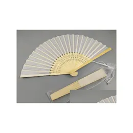 Arts And Crafts Simple Personalized Print Engrave Wedding Favor Silk Fan Customized Name Cloth Hand Gift Wholesale Drop Delivery Home Dhirn
