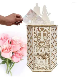 Party Supplies Diy Heart Wood Present Card Box med spelautomat MRMRS Business Boxes Elegant Weddings Decor Graduation Celebrations