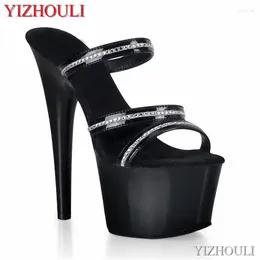 Dance Shoes Summer 6-7inch Sequined Vamp High-heeled Sandals 15-17cm Tall Sexy Women's Party Stage