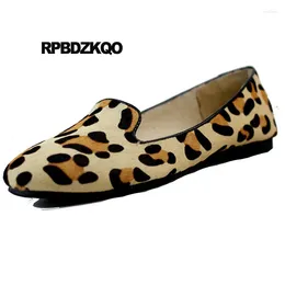 Sapatos casuais com estampa de leopardo Horse Walking Women Women Korean dobrável Big Size 40 41 deslize em mocassins redondo dedo do pé 2024 mocassins