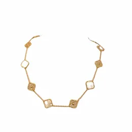 10 diamd halsband fi klassisk klöverhalsband charm 18k rosguld sier pläterad agathänge för Womengirl Valentine's Engagement Jew V9jf#