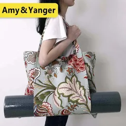 Dayanıklı tuval pamuk yoga mat çantası 240410