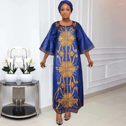 Ubrania etniczne HD Afrykańskie ubrania dla kobiet tradycyjne sukienki haftowe Bazin Riche Maxi sukienka Wysokiej jakości imprezowy ślub 2024