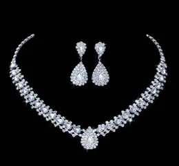 Luxurious Wedding Jewelry Sets for Bridal Bridesmaid Jewelery Drop Earring Necklace Set Austria Crystal Whole Gift50763335093298