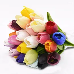 Flores decorativas 5/10pcs tulipas artificiais buquê de toque real tulipanes florpanos para decorações de casamento de noivas decoração de casa decoração