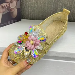 Scarpe da donna estate in pizzo fiori moda sandali femminili moca