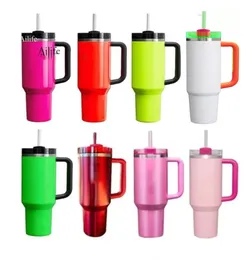 Kupalar ABD stok neon kış söndürücü h2.0 40oz cosmo pembe tumblers bardaklar termos sınırlı sürüm sevgililer günü hediye parıltı gg0419 0426