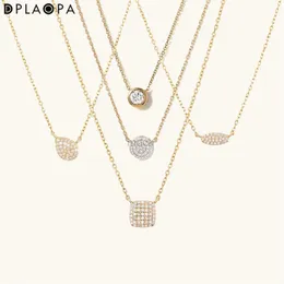 ペンダントネックレスDplaopa 925 Sterling Silver Gold Solo Solo Trillion Pave CZ Zircon Cushion Necklace Long Chain Pear Choker Women Luxury Coins Jewelry 240419