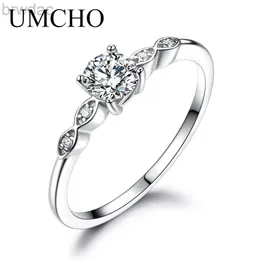 Solitaire Ring Umcho Silver 925 Gioielli Luxury Bridal Cubic Zirconia Anelli per donne Enimoney Engagement Wedding Cand Belietta per feste Regali per feste Nuova D240419