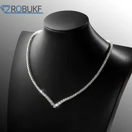 Kolye Kolyeler Moissanite Tenis Kolye V Stil 13CT-21CT Tam Moissanite Elmas 925 Sterling Sliver 18K Beyaz Altın Düğün Kadınlar için 240419