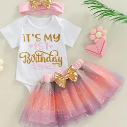 Kız Elbiseler Bebek Kızının 1. Doğum Günü Kıyafetleri Tutu Kız Elbise Setleri 2024 Born Bebek 1 yıllık Parti Kostümleri