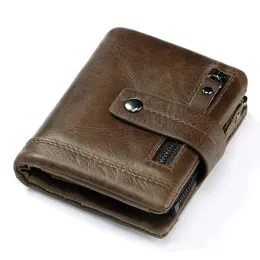 محفظة جلدية أصلية الرجال محافظ خمر محفظة ثلاثية المحفظة من الذك