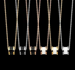 3 Colors High Quality Stainless Steel Spring Pendant Women Designer Necklaces B Letter Black And White Threaded Ceramics Necklace 8258869
